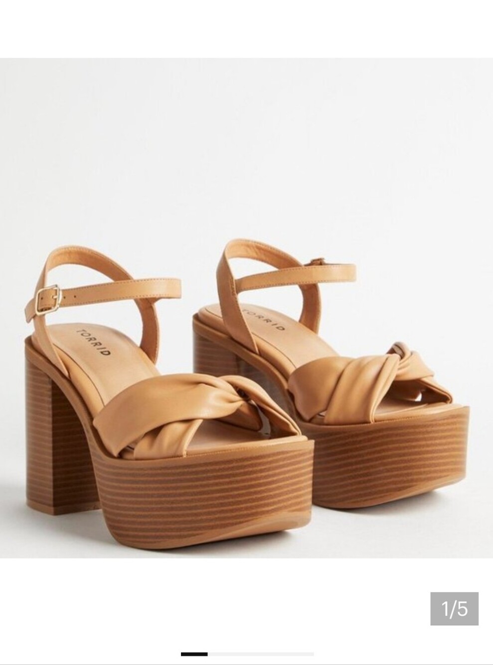 torrid Tan Knotted Platform Sandal with Ankle Strap